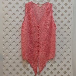 Artisan NY Floral Print Pink Rayon Front Tie Tank Top Size L